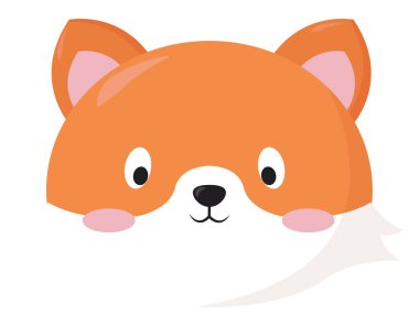 Şirin tilki kafası, illüstrasyon, beyaz arkaplanda vektör