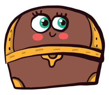 Mutlu ahşap göğüs, illüstrasyon, beyaz arka planda vektör