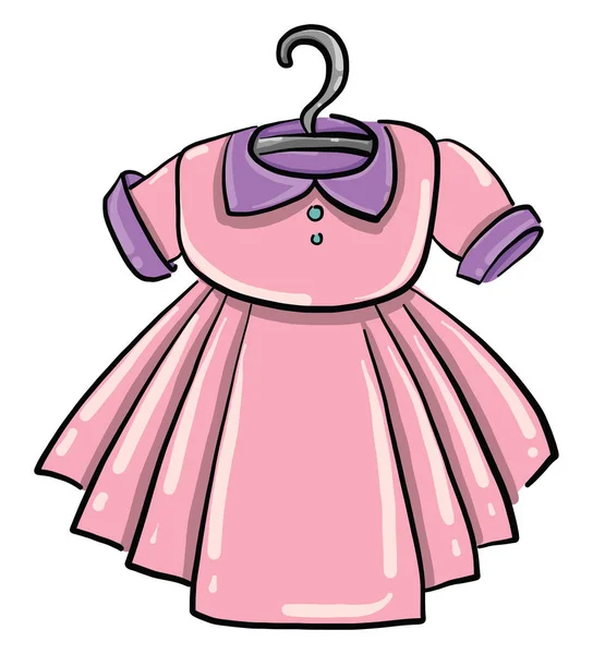 Cute Pink Dress Illustration Vector White Background — Stock Vector