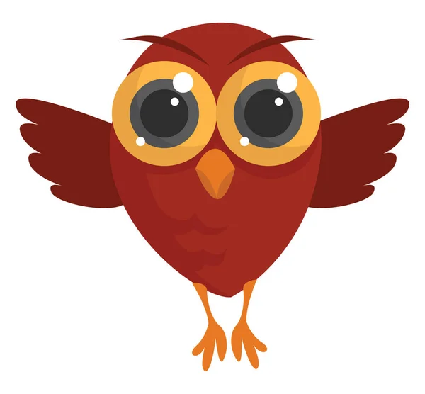 Flying Red Owl Illustration Vector White Background — Stock Vector