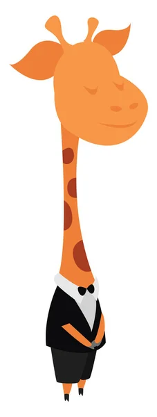 Takım Elbiseli Zürafa Illüstrasyon Beyaz Arka Planda Vektör — Stok Vektör