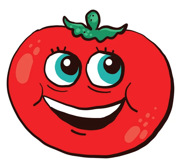 Glückliche Rote Tomate Illustration Vektor Auf Weißem Hintergrund — Stockvektor