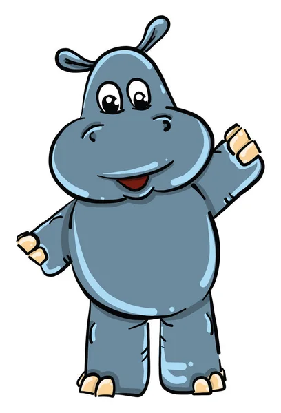 Hipopótamo Feliz Ilustración Vector Sobre Fondo Blanco — Archivo Imágenes Vectoriales