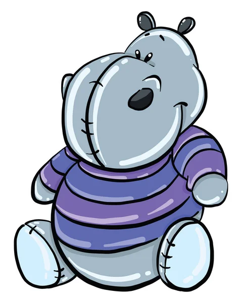 Hippo Met Trui Illustratie Vector Witte Achtergrond — Stockvector