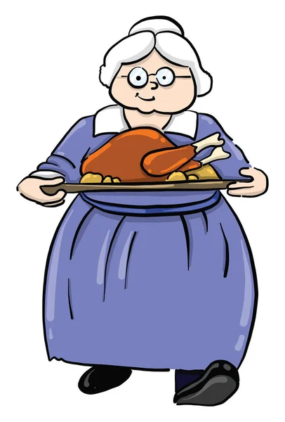 Granny Cooking Illustration Vector White Background — Stock Vector