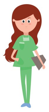 Hastane çalışanı, illüstrasyon, beyaz arkaplan vektörü