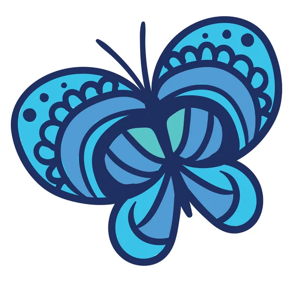 Beau Papillon Bleu Illustration Vecteur Sur Fond Blanc — Image vectorielle