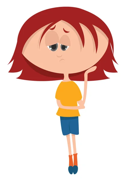 Chica Perezosa Con Pelo Rojo Ilustración Vector Sobre Fondo Blanco — Vector de stock