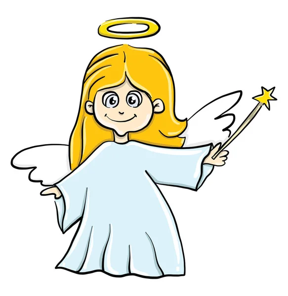 Little Happy Angel Illustration Vector White Background — Stock Vector