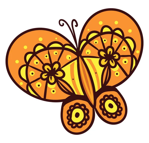 Mariposa Naranja Ilustración Vector Sobre Fondo Blanco — Vector de stock