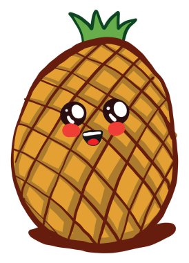 Şirin ananas, illüstrasyon, beyaz arkaplanda vektör