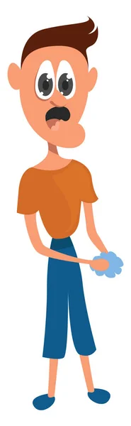 Homem Lavar Mãos Ilustração Vetor Sobre Fundo Branco — Vetor de Stock