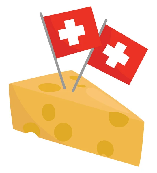 Sviçre Peyniri Illüstrasyon Beyaz Arkaplan Vektörü — Stok Vektör