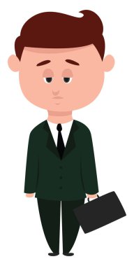 İşten yorgun adam, çizim, beyaz arka planda vektör.