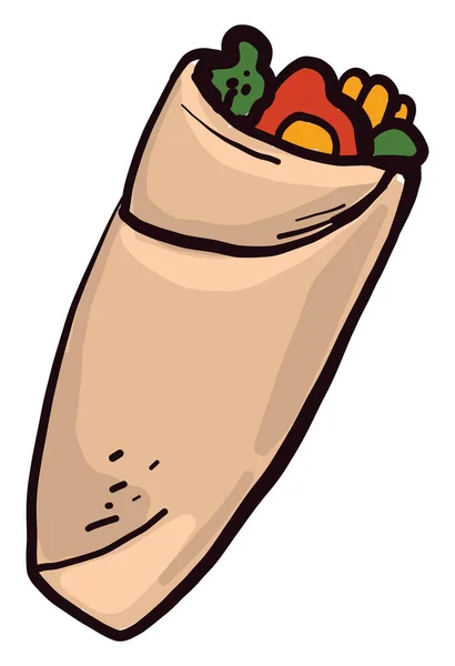 Smaklig Shawarma Illustration Vektor Vit Bakgrund — Stock vektor