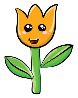 Tatlı lale çiçeği, illüstrasyon, beyaz arkaplanda vektör