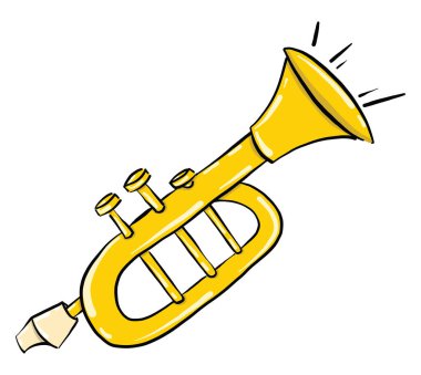 Sarı trompet, illüstrasyon, beyaz arkaplan üzerindeki vektör