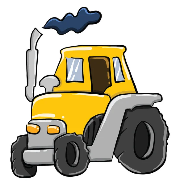 Tracteur Jaune Illustration Vecteur Sur Fond Blanc — Image vectorielle