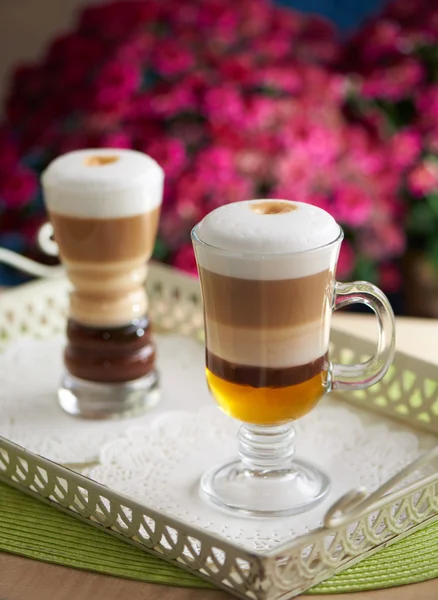 Dois café de latte bonito — Fotografia de Stock