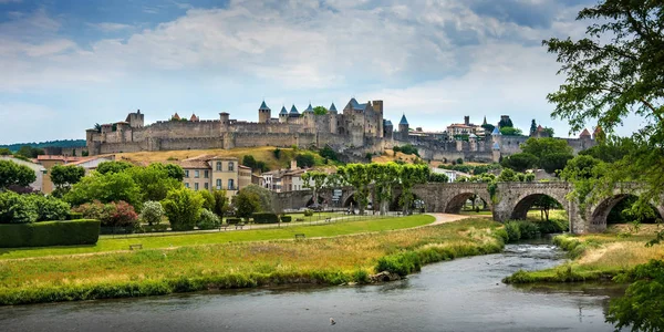 Vue Panoramique Chteau Village Mdival Carcassonne — Φωτογραφία Αρχείου