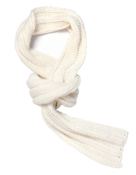 Белый вязаный шарф изолирован — стоковое фото