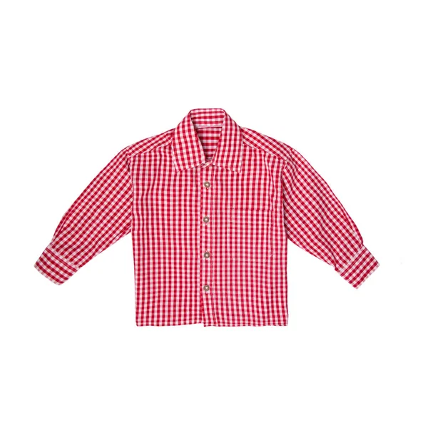 Camicia Rossa Gabbia Isolata Fondo Bianco — Foto Stock