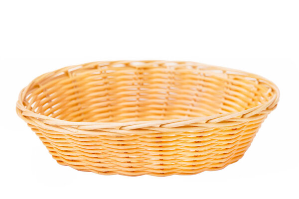 Wicker basket isolated on white background