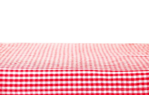 Red checkered tablecloth isolated on white background in the shape of a table