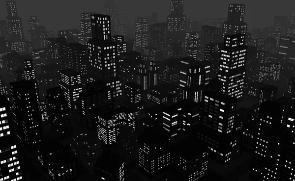 Svart och vit natt staden — Stockfoto