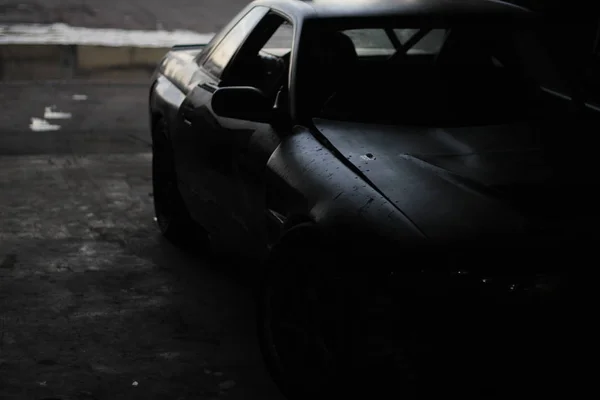 Sports car is dark blue. — Stock Photo, Image
