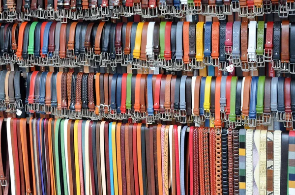 Leather Belts Sale Street Florence — Stock Photo, Image