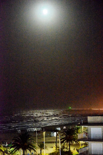 Vue Clair Lune Une Plage Méditerranéenne — Photo