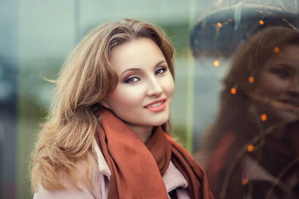 young business woman in warm clothing enjoying time outdoors in winter holiday time