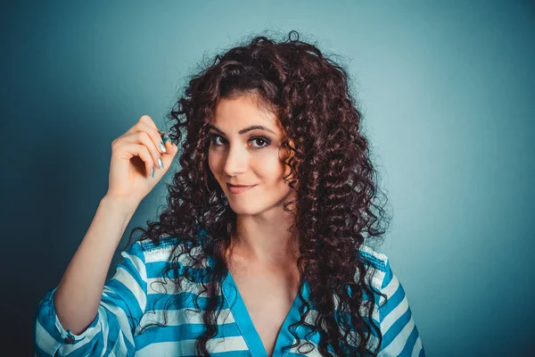 Woman writing holding pen — Stock Photo, Image