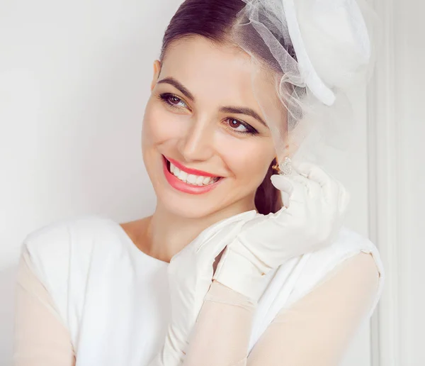 Closeup portrait head shot of happy excited successful smiling young woman — Stock Photo, Image