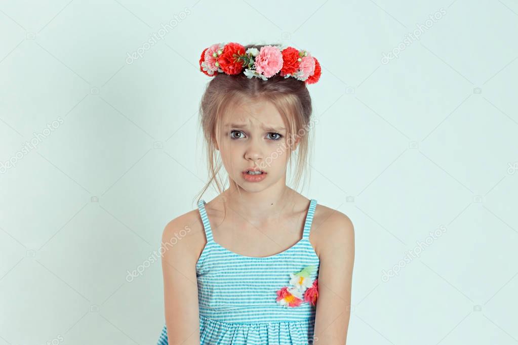 Closeup portrait Angry young Girl about to have Nervous atomic breakdown displeased isolated white wall background. Negative human emotions Facial Expression feeling attitude reaction body language