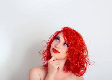 Daydream. Güzel kadın kopya alanı yukarıdaki ararken