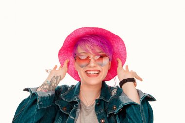 Pembe sevimli trendy kız
