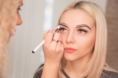Microblading, micropigmentation kaşları iş akışı bir Güzellik Salonu. 