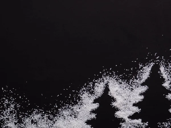 Árboles Navidad Invierno Dos Pinos Blancos Silueta Forma Con Nieve — Foto de Stock