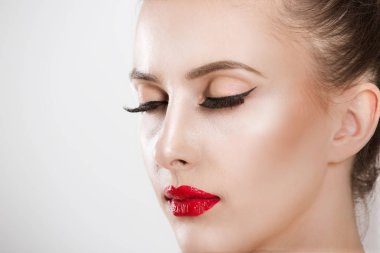 Just beautiful. Gorgeous European woman eyes closed with beautif