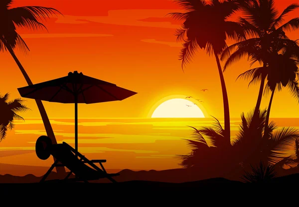 Sylwetki Tropikalnych Letnich Palm Plaży Tle Zachodzącego Słońca Magiczna Koncepcja — Zdjęcie stockowe