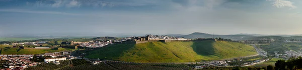 Breed Panorama Van Garnizoen Grensstad Elvas Gezien Vanaf Grace Fort — Stockfoto