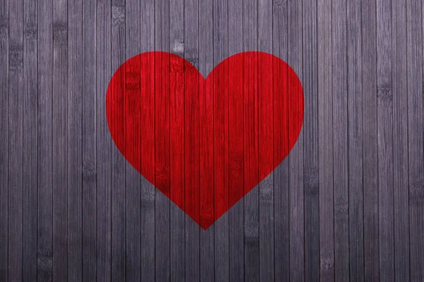 Wood texture background red print of heart shape valentines day