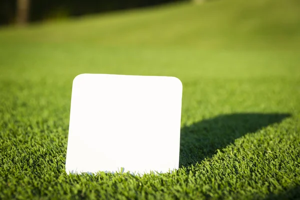 Libro bianco vuoto sul campo di erba verde — Foto Stock