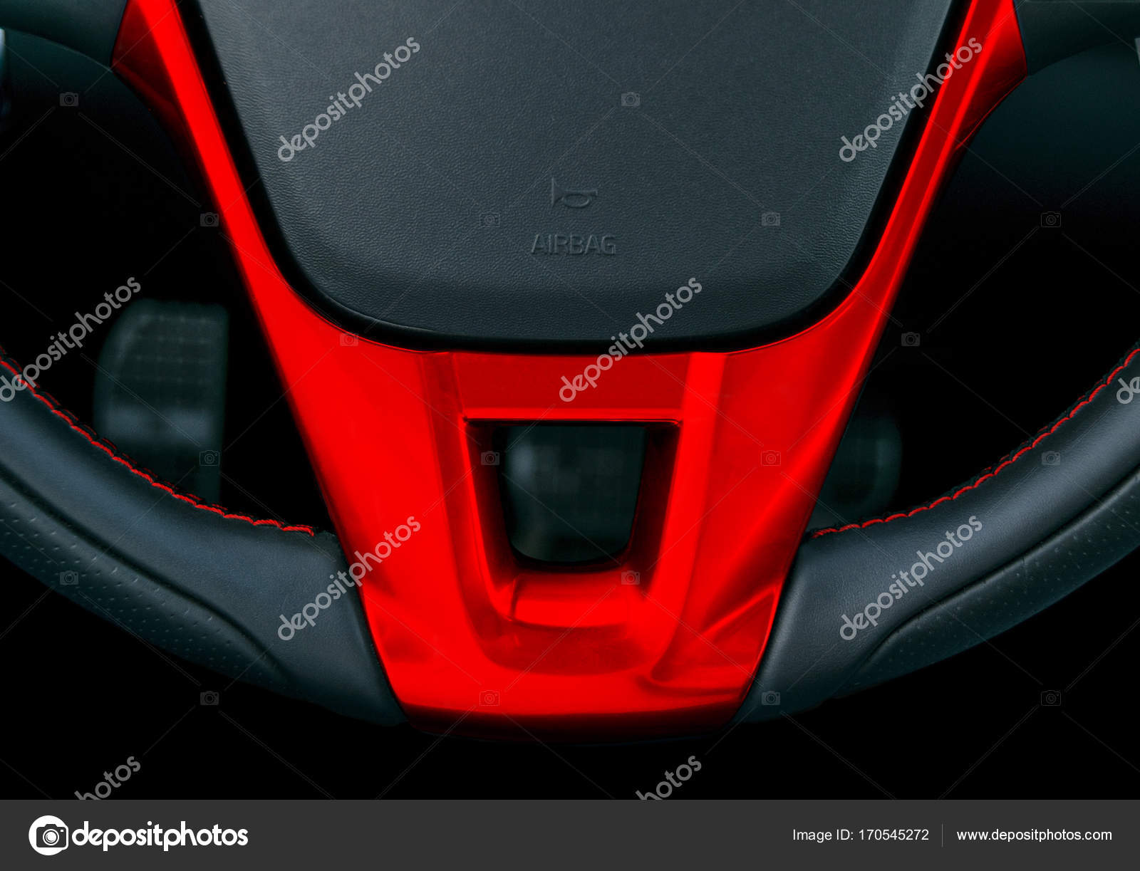 Red And Black Car Interior Design Close Up View Of