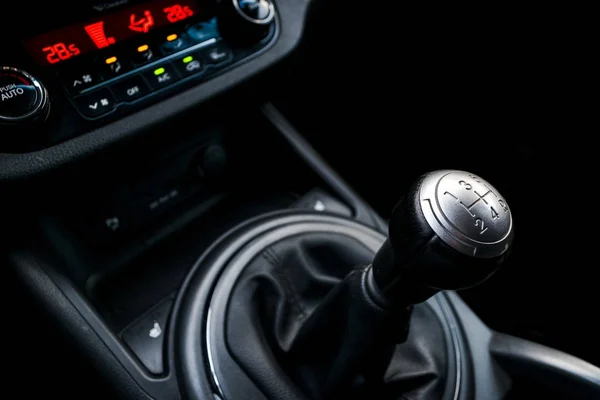 Close View Gear Lever Shift Manual Gearbox Car Interior Details — Stock Photo, Image
