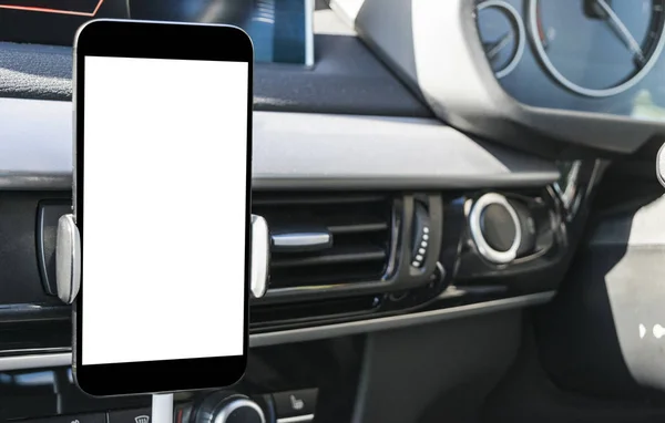 Smartphone Uso Auto Navigare Gps Guida Una Macchina Con Smartphone — Foto Stock