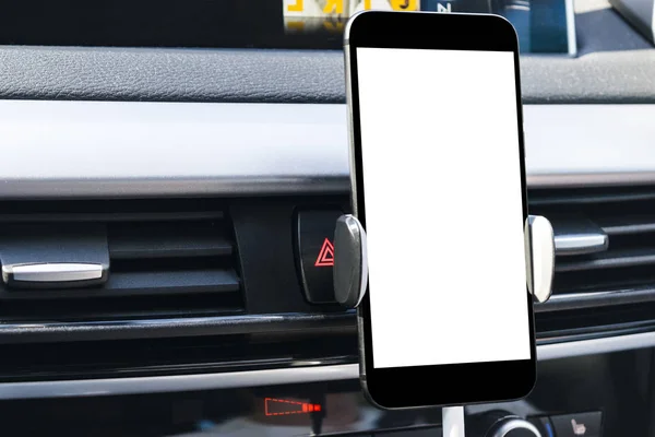 Smartphone Uso Auto Navigare Gps Guida Una Macchina Con Smartphone — Foto Stock