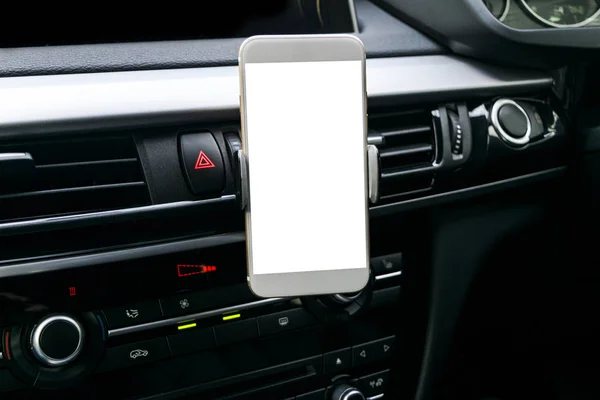 Smartphone Uso Auto Navigare Gps Guida Una Macchina Con Smartphone — Foto Stock